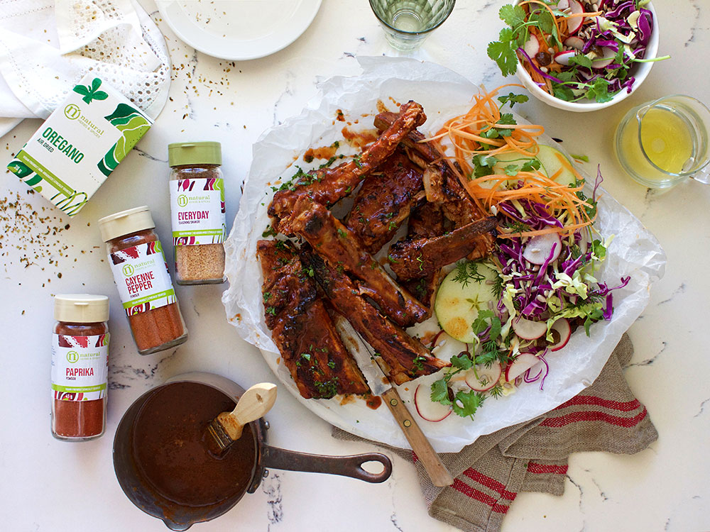 Pork Ribs with our Ultimate Braai Baste with Crunchy Spring Slaw