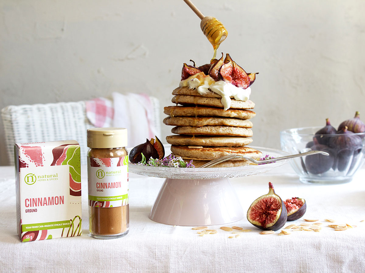 Oat Pancakes with Honey-roasted Figs
